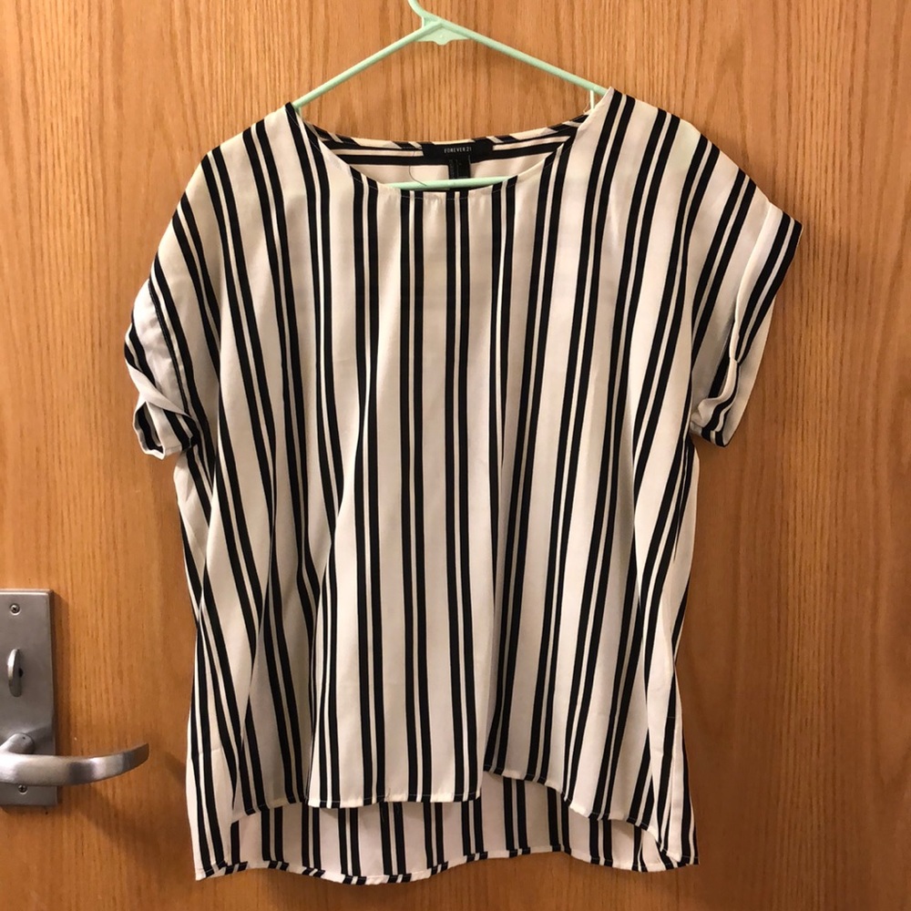 Forever 21 black and white striped blouse